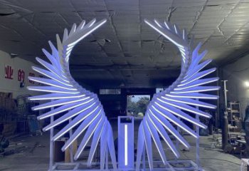 大型鳳羽雕塑廠家 發光小品 現代不銹鋼鳳羽雕塑制作