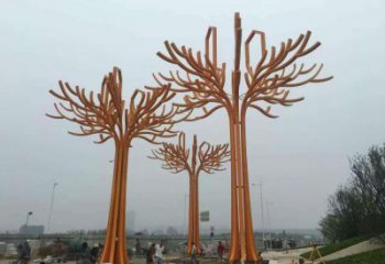 現代搖錢樹雕塑廠家 大型別墅區擺件 烤漆不銹鋼搖錢樹雕塑廠
