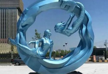 烤漆美人魚雕塑廠家 公園體育小品 大型不銹鋼美人魚雕塑價格