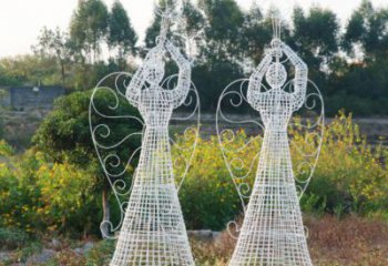 燈光美女雕塑廠家 鏤空小品 現代不銹鋼美女雕塑定做