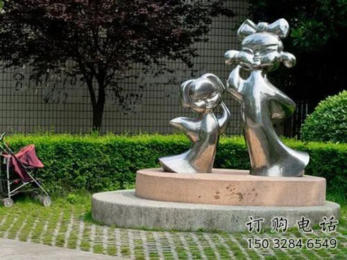 鏡面小孩雕塑廠家 大型擺件 游樂場不銹鋼小孩雕塑廠