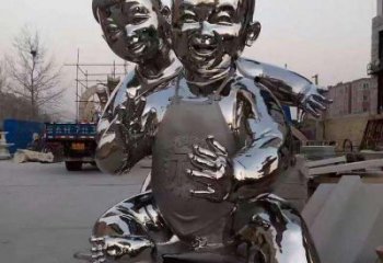 鏡面兒童雕塑廠家 大型擺件 廣場不銹鋼兒童雕塑廠