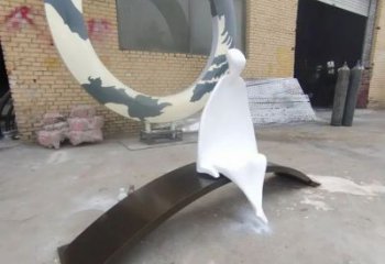 幾何女人雕塑廠家 戶外創意小品  大型不銹鋼女人雕塑廠