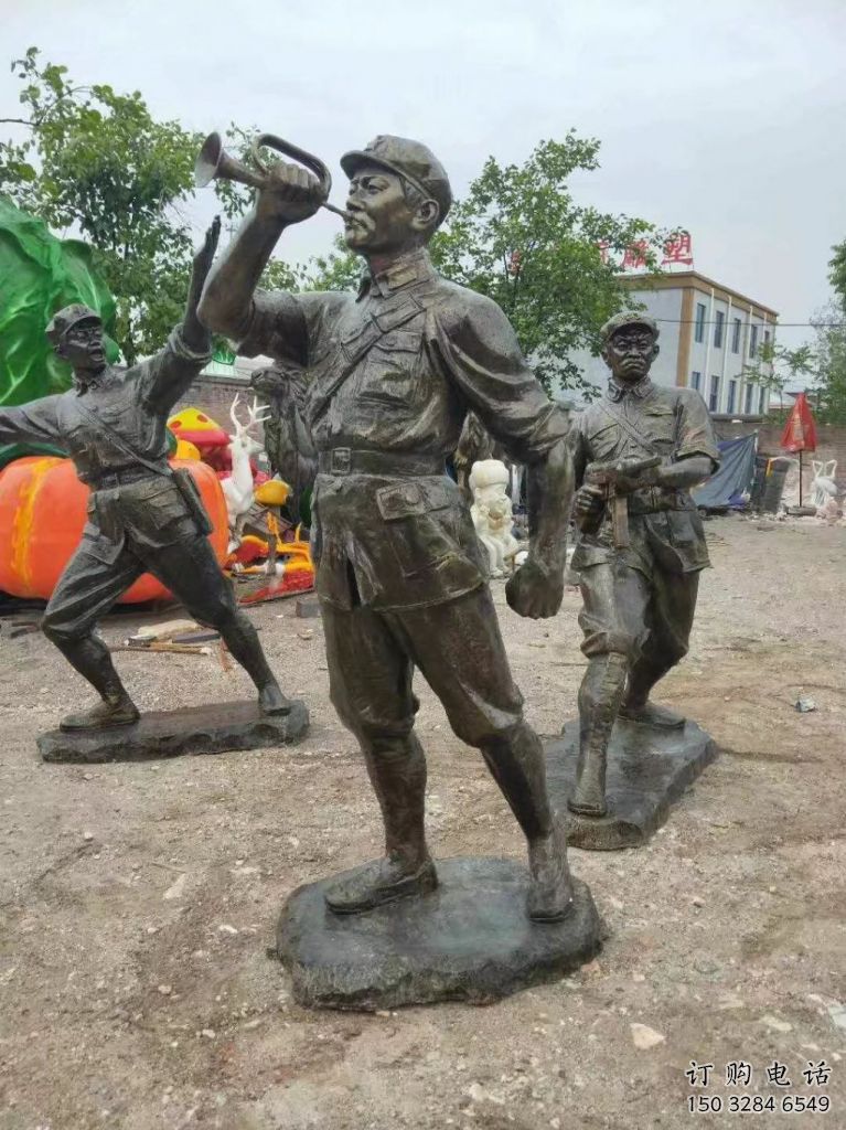 噴漆紅軍雕塑廠家 中式小品 草地紅軍雕塑廠