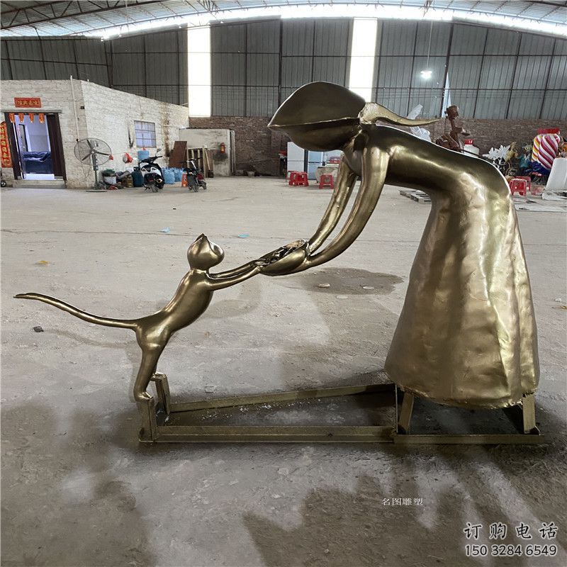 廣場母子雕塑廠家 現代小品 仿古不銹鋼母子雕塑加工