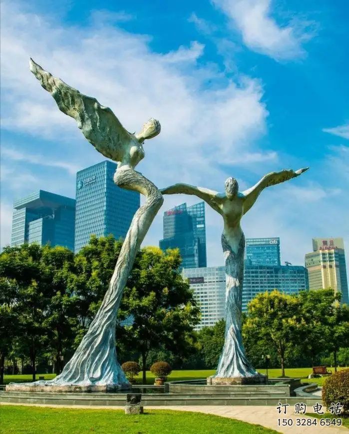 創意飛人雕塑廠家 歐式小品 公園不銹鋼飛人雕塑定做