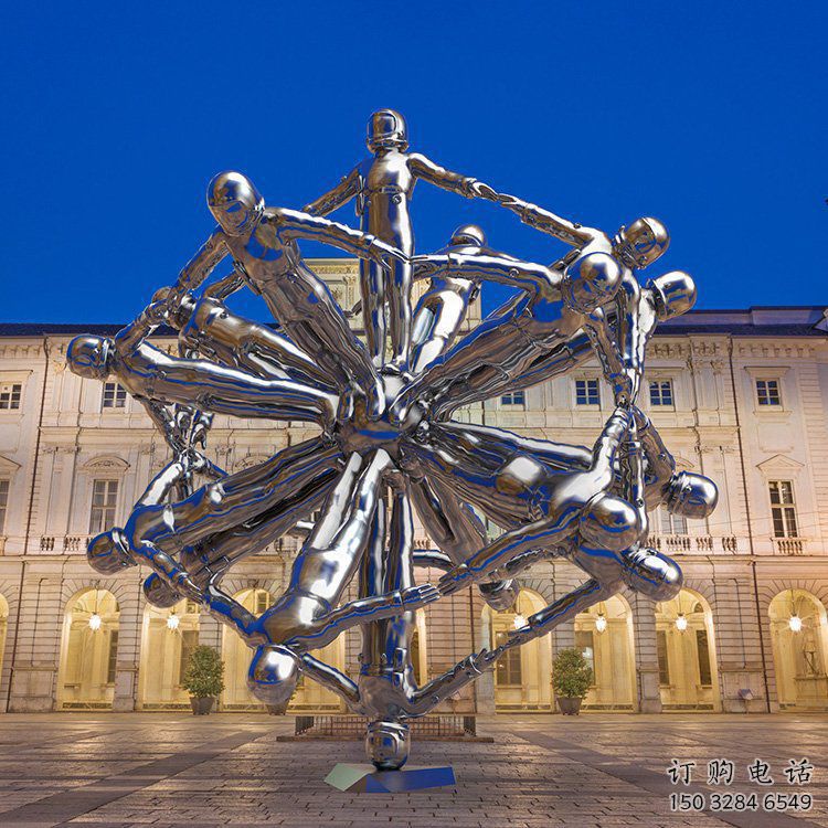 鏡面飛人雕塑廠家 大型擺件 博物館不銹鋼飛人雕塑廠