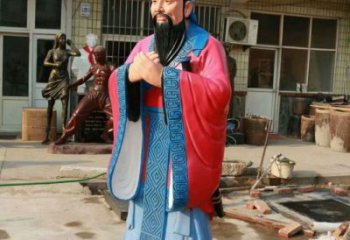 烤漆孔子雕塑廠家  廣場(chǎng)小品  現(xiàn)代彩繪孔子雕塑工廠