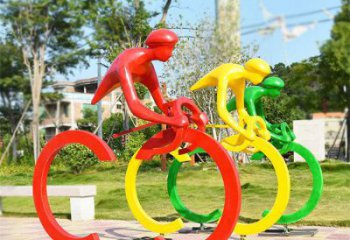 體育騎車雕塑廠家 剪影運動小品 商業(yè)街不銹鋼騎車雕塑廠