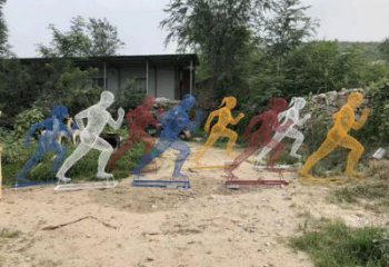 運動跑步雕塑廠家 彩繪剪紙小品   戶外不銹鋼跑步雕塑廠