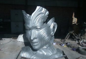 異形人頭雕塑廠家 現代公園小品  創意不銹鋼人頭雕塑廠