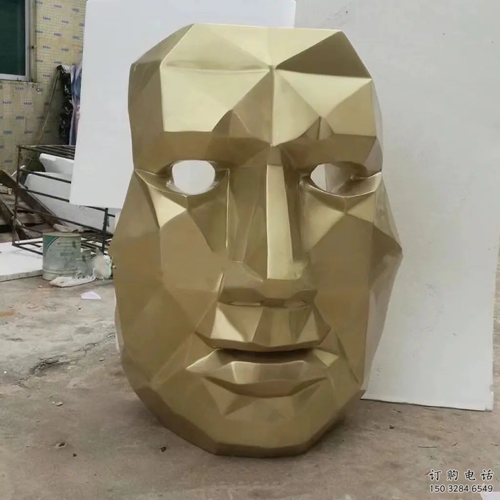 中式人臉雕塑廠家  創意小品 游樂場不銹鋼人臉雕塑廠