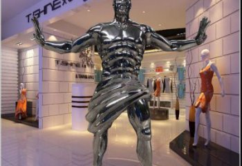 戶外老頭雕塑廠家 現代鏡面小品 抽象不銹鋼老頭雕塑制作