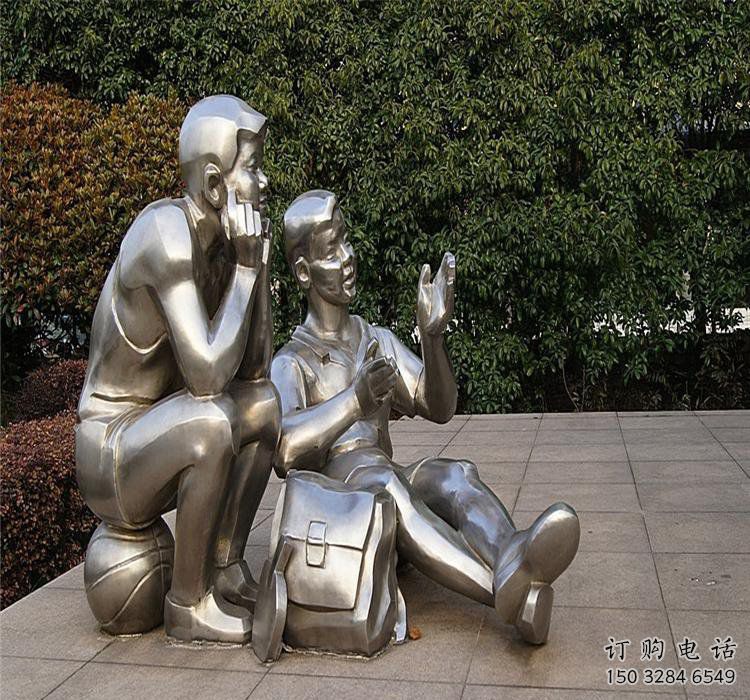 廣場學生雕塑廠家 現代校園小品 制作不銹鋼學生雕塑