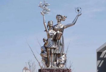 校園學(xué)生雕塑廠家 鏡面教育小品  鏡面不銹鋼學(xué)生雕塑廠