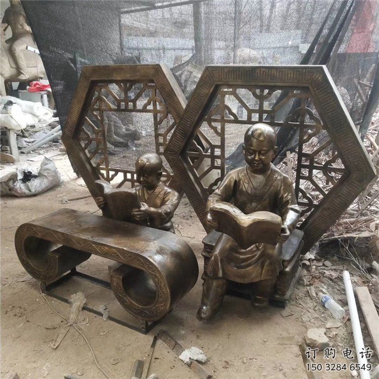 街頭讀書雕塑廠家 大型別墅區擺件  仿古讀書雕塑廠