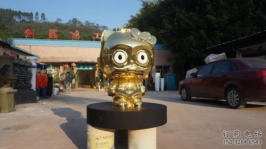 街頭人偶雕塑廠家 大型別墅區(qū)擺件 鍍金不銹鋼人偶雕塑廠