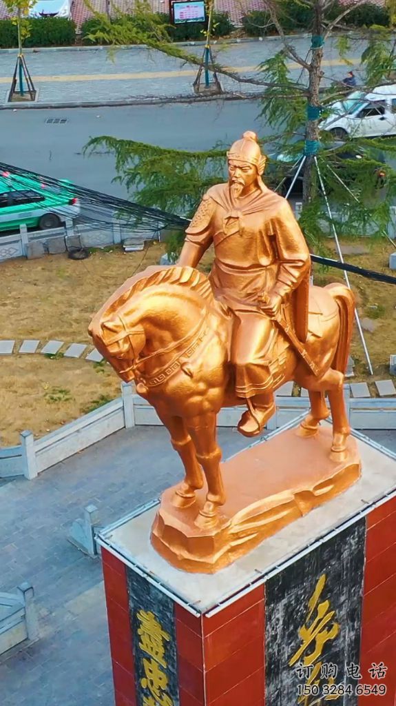 烤漆岳飛雕塑廠家  廣場小品  大型岳飛雕塑制作廠