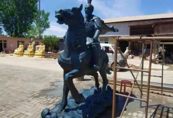 烤漆岳飛雕塑廠家 廣場小品  戶外岳飛雕塑廠