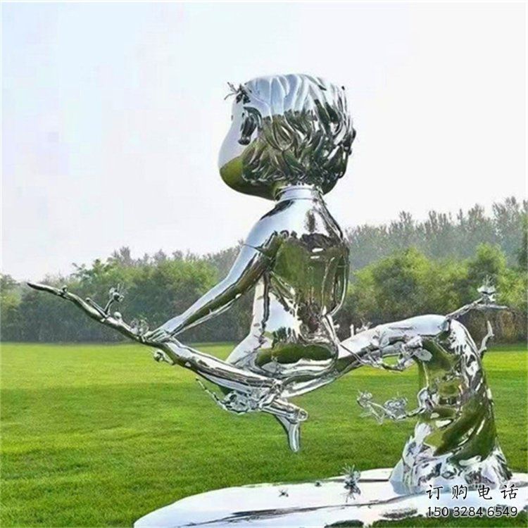 創意嬰兒雕塑廠家  現代小品 公園不銹鋼嬰兒雕塑廠