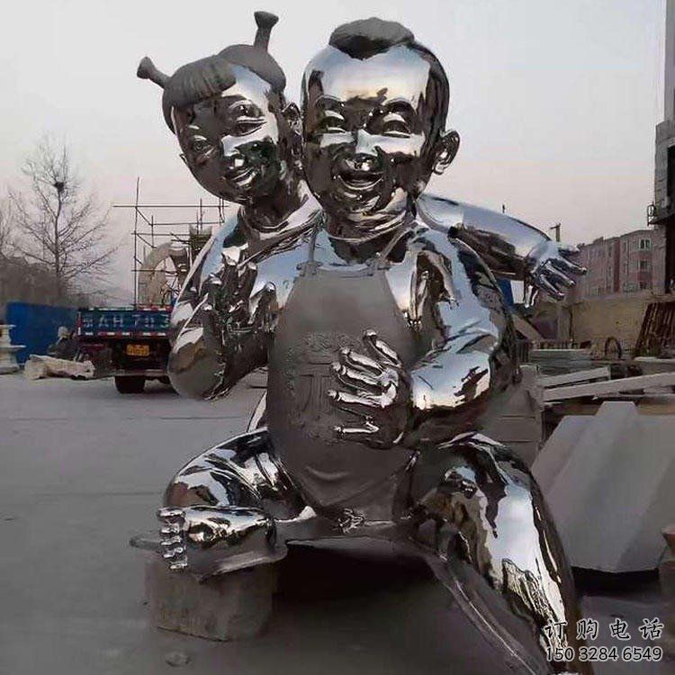 廣場嬰兒雕塑廠家  街頭小品  仿真不銹鋼嬰兒雕塑廠