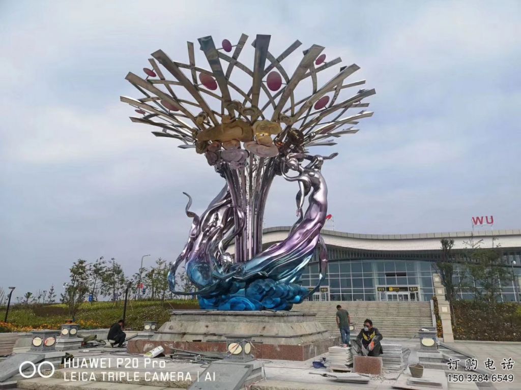 現代仙女雕塑廠家 大型別墅區擺件   廣場不銹鋼仙女雕塑價格