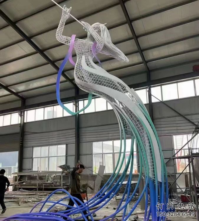 房地產仙女雕塑廠家 鏤空烤漆擺件  烤漆不銹鋼仙女雕塑廠