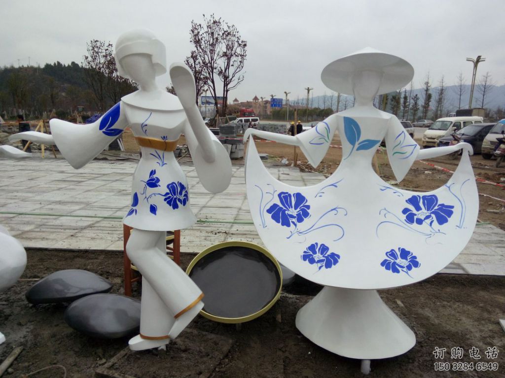 大型仕女雕塑廠家  彩繪公園小品  仿古仕女雕塑價格