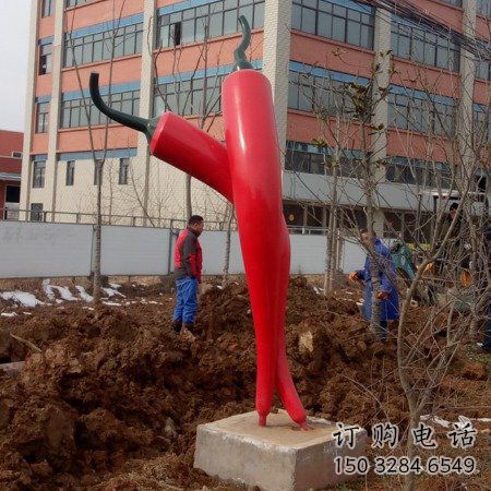 中式辣椒雕塑廠家  公園小品 游樂場不銹鋼辣椒雕塑廠