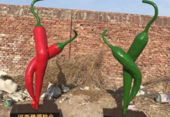 園林辣椒雕塑廠家  公園彩繪小品 中式不銹鋼辣椒雕塑廠