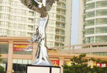 鏡面精靈雕塑廠家 大型擺件  房地產(chǎn)不銹鋼精靈雕塑廠