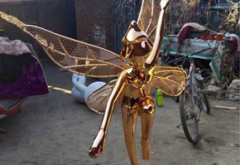 電鍍精靈雕塑廠家 園林?jǐn)[件  戶外不銹鋼精靈雕塑廠