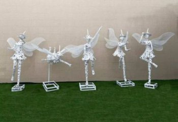 幾何精靈雕塑廠家  公園小品  鏤空不銹鋼精靈雕塑定做