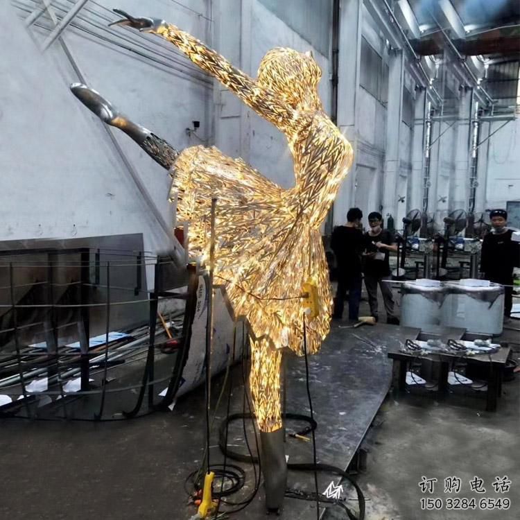 燈光舞女雕塑廠家 現代小品 商業街不銹鋼舞女雕塑廠