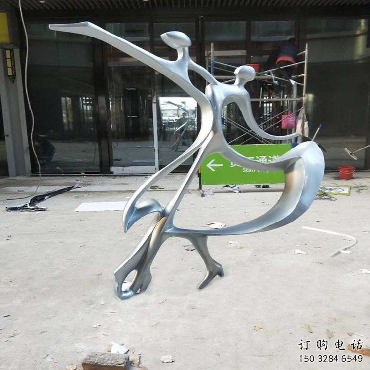 異形芭蕾舞雕塑廠家 現代小品  幾何不銹鋼芭蕾舞雕塑廠