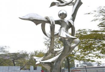 鏡面舞者雕塑廠家 大型擺件  現代不銹鋼舞者雕塑廠