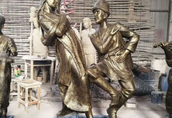 噴漆跳舞雕塑廠家 中式小品 草地跳舞雕塑規格