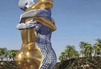 鍛造戀人雕塑廠家 水景公園小品 戶外不銹鋼戀人雕塑擺件