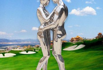 現代戀人雕塑廠家 大型別墅區擺件 鏡面不銹鋼戀人雕塑擺件