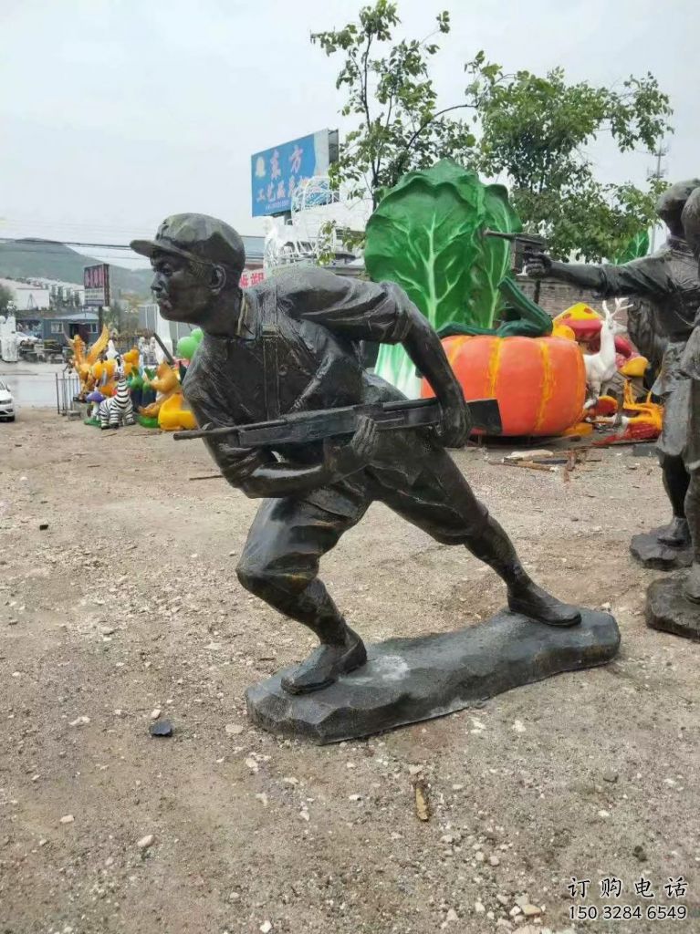 烤漆士兵雕塑廠家  黨建小品  仿古士兵雕塑價格