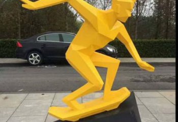 幾何滑板雕塑廠家 公園小品  烤漆不銹鋼滑板雕塑定制