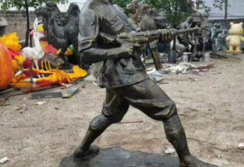 噴漆士兵雕塑廠家 中式村口小品 草地士兵雕塑廠