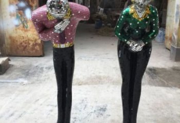 電鍍迎賓雕塑廠家 園林擺件  大型不銹鋼迎賓雕塑廠