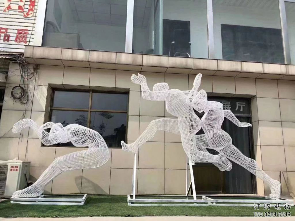 拉絲健兒雕塑廠家 鏤空創(chuàng)意擺件 別墅區(qū)不銹鋼健兒雕塑廠