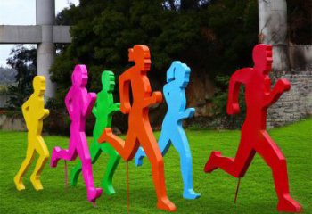 運動健兒雕塑廠家 彩繪剪紙小品 校園不銹鋼健兒雕塑廠