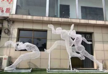 拉絲健兒雕塑廠家 鏤空創意擺件 別墅區不銹鋼健兒雕塑廠