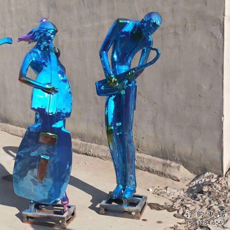 電鍍音樂人雕塑廠家 園林擺件 創意不銹鋼音樂人雕塑廠