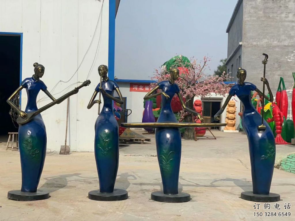 彩繪樂隊(duì)雕塑廠家  公園擺件 街頭樂隊(duì)雕塑廠