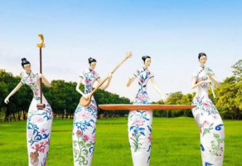 仿古音樂人雕塑廠家  草地小品 房地產不銹鋼音樂人雕塑廠