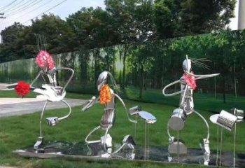 鏡面樂隊(duì)雕塑廠家 大型擺件  創(chuàng)意樂隊(duì)雕塑工廠